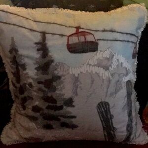 COPY - New! Ski themed throw pillow